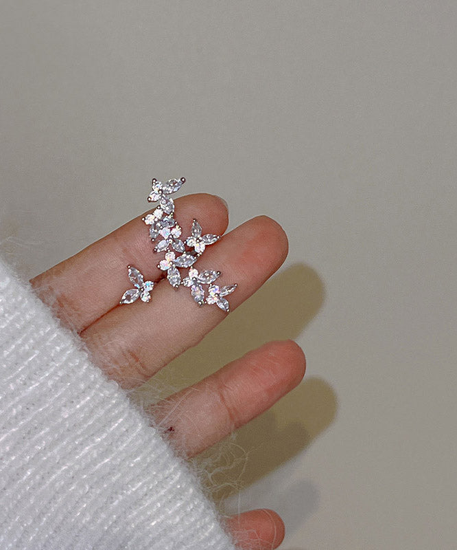 Fine Silk Alloy Zircon Floral Stud Earrings YA019 ABC
