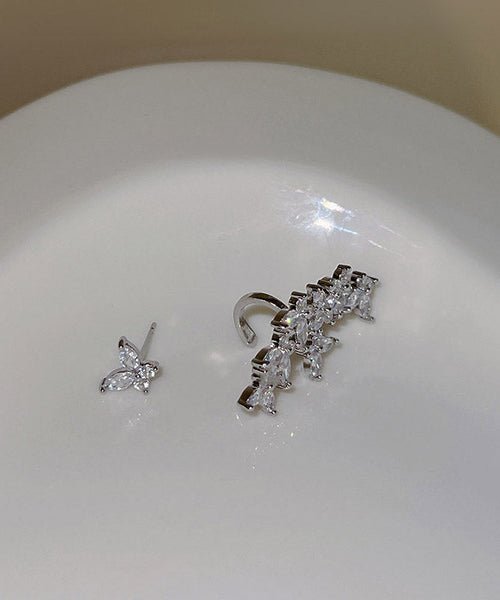 Fine Silk Alloy Zircon Floral Stud Earrings YA019 ABC