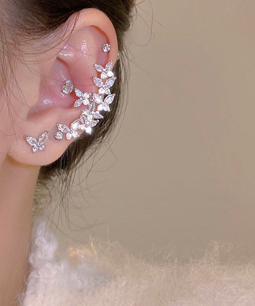 Fine Silk Alloy Zircon Floral Stud Earrings YA019 ABC