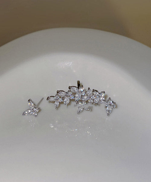 Fine Silk Alloy Zircon Floral Stud Earrings YA019 ABC