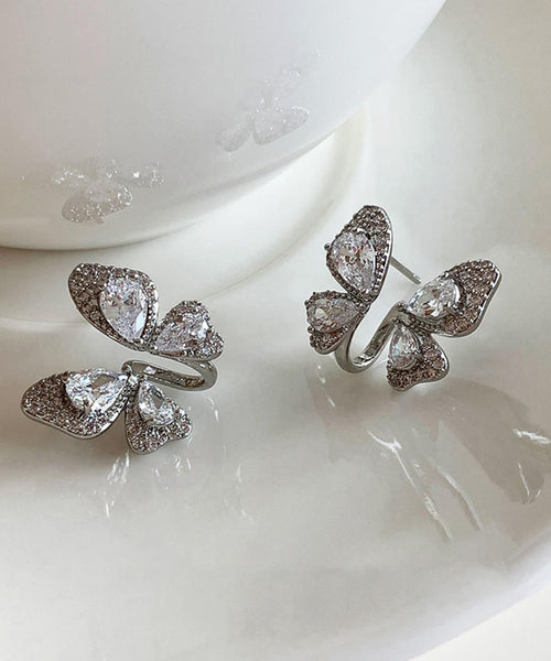 Silk Stud Fine Butterfly Zircon Alloy Copper Earrings FashionChic
