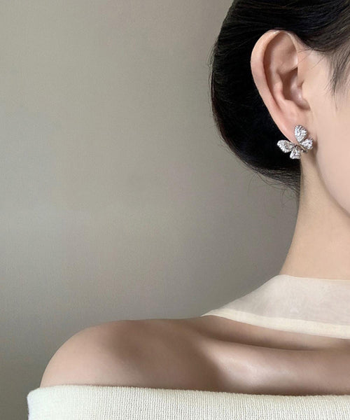 Silk Stud Fine Butterfly Zircon Alloy Copper Earrings FashionChic