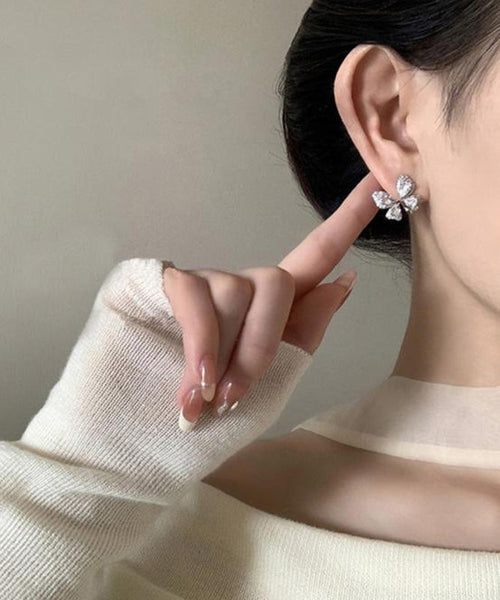 Silk Stud Fine Butterfly Zircon Alloy Copper Earrings FashionChic