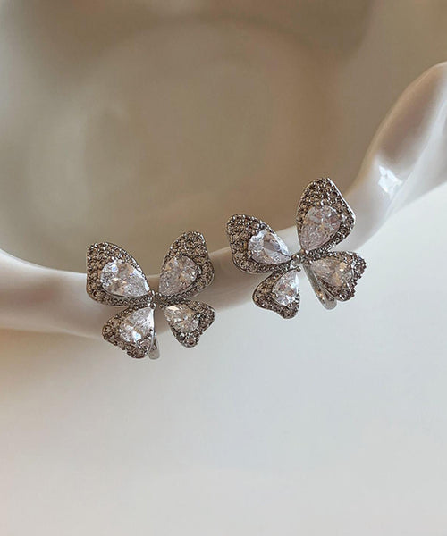 Silk Stud Fine Butterfly Zircon Alloy Copper Earrings FashionChic