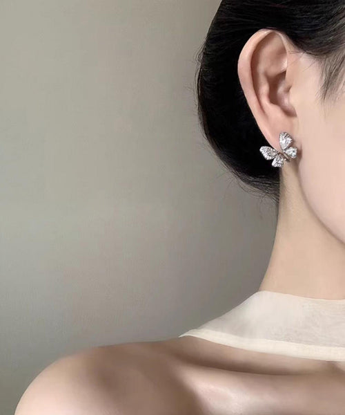 Silk Stud Fine Butterfly Zircon Alloy Copper Earrings FashionChic