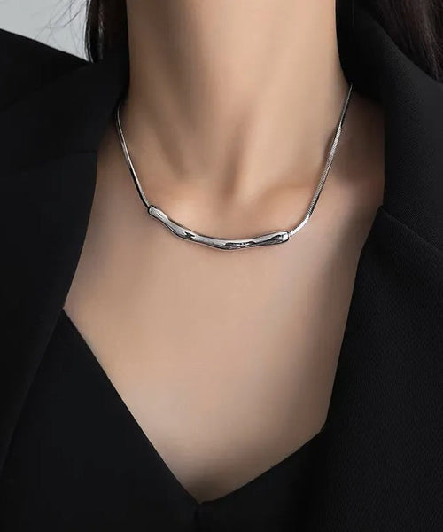 Fine Copper Necklace Asymmetrical Wrinkled Silk FashionChic