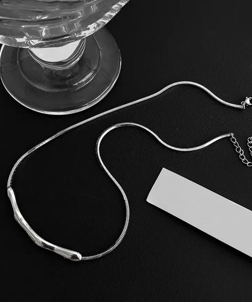 Fine Copper Necklace Asymmetrical Wrinkled Silk FashionChic