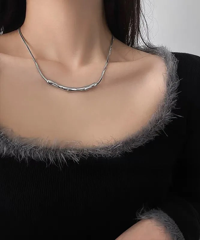 Fine Copper Necklace Asymmetrical Wrinkled Silk FashionChic