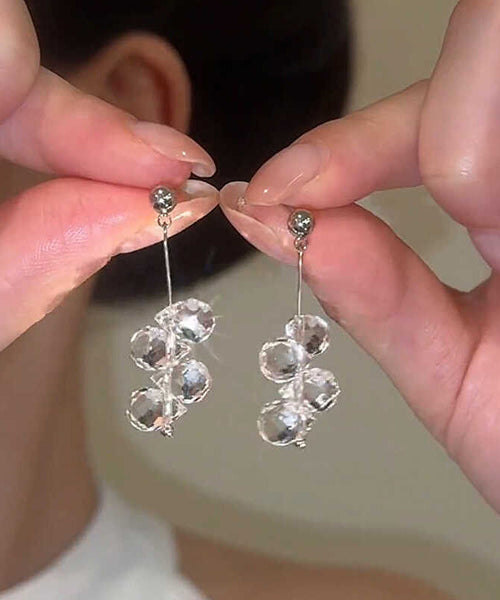 Tassel Ball Crystal Drop Silk Earrings Copper Fine FashionChic