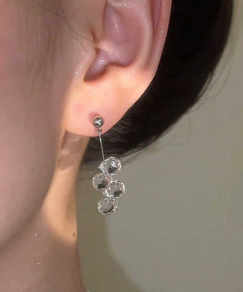 Tassel Ball Crystal Drop Silk Earrings Copper Fine FashionChic