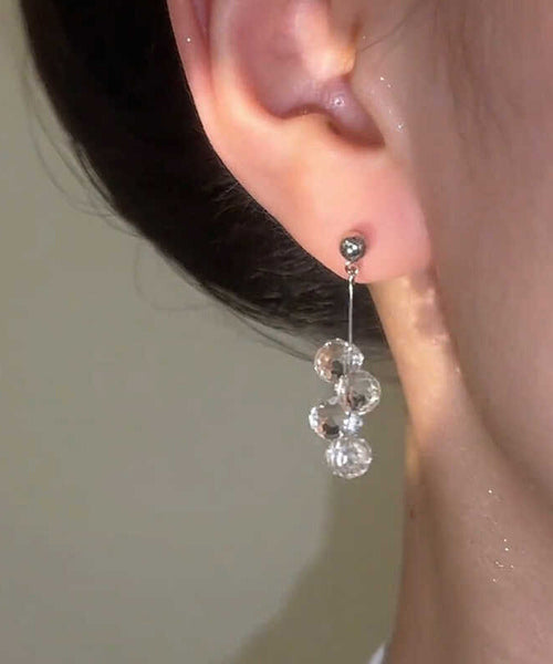 Tassel Ball Crystal Drop Silk Earrings Copper Fine FashionChic