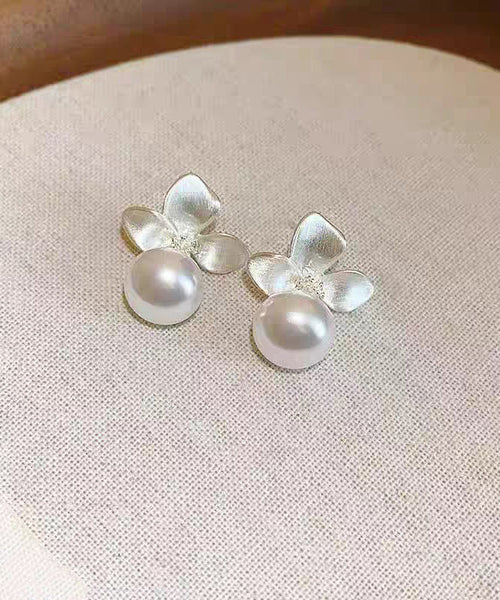 Pearl Drop Silk Fine Earrings Overgild Floral Copper FashionChic