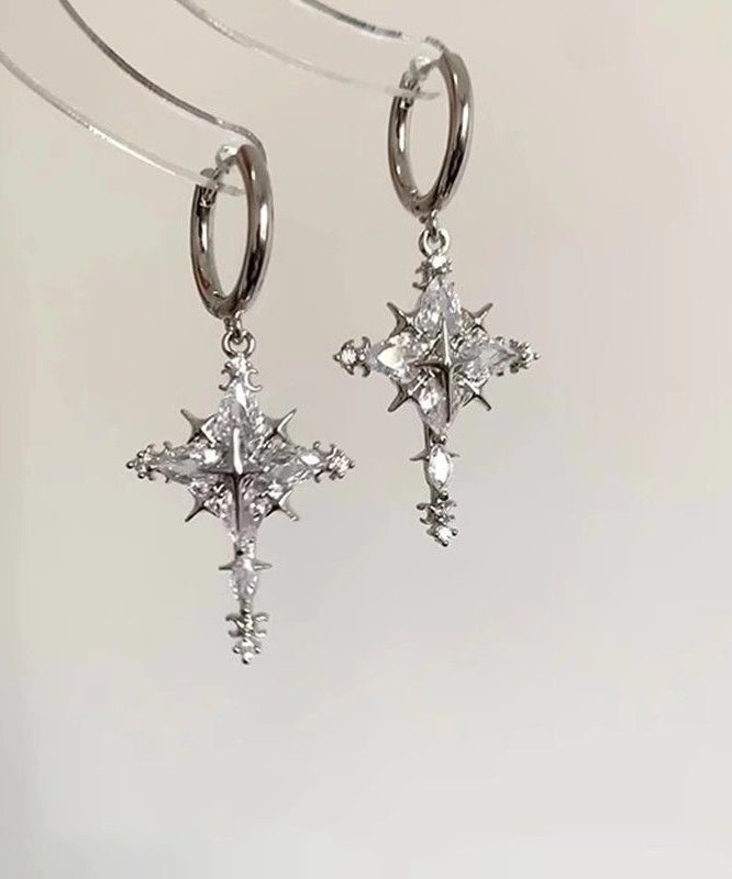 Overgild Drop Snowflake Earrings Silk Fine Copper Zircon FashionChic