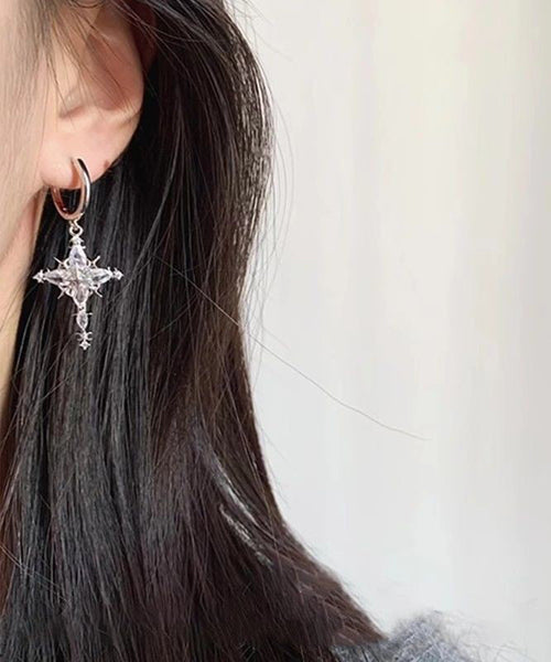 Overgild Drop Snowflake Earrings Silk Fine Copper Zircon FashionChic