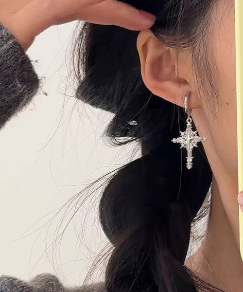 Overgild Drop Snowflake Earrings Silk Fine Copper Zircon FashionChic