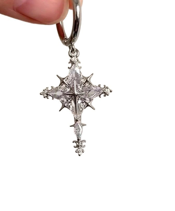 Overgild Drop Snowflake Earrings Silk Fine Copper Zircon FashionChic