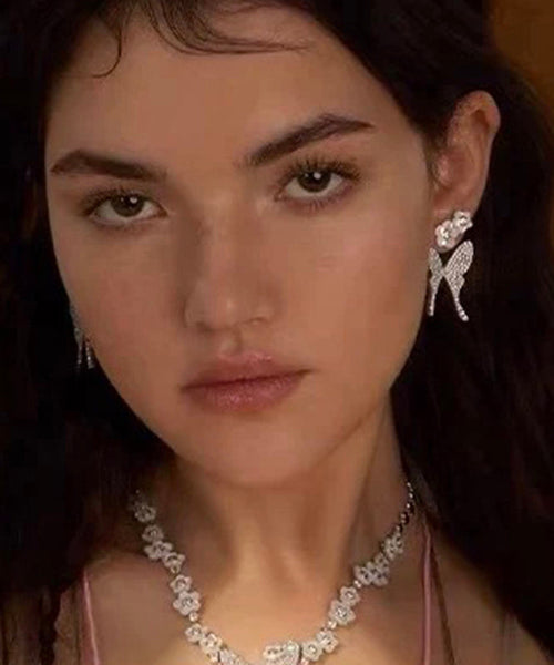 Butterfly Overgold Stud Fine Silk Copper Earrings Zircon FashionChic