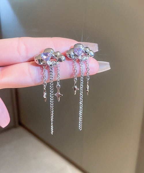 Copper Fine Drop Earrings Zircon Silk Water Tassel FashionChic