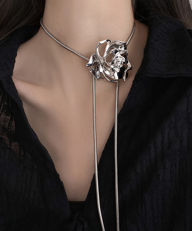 Fine Silk Stainless Steel Alloy Rose Lariat Necklace RA029 ABC