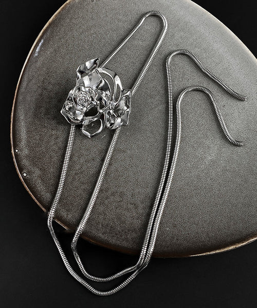 Fine Silk Stainless Steel Alloy Rose Lariat Necklace RA029 ABC