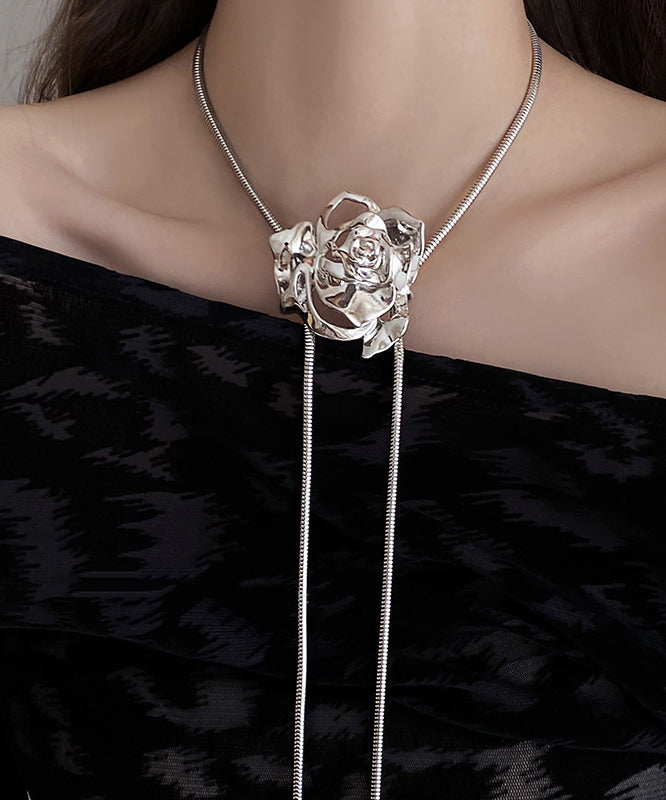 Fine Silk Stainless Steel Alloy Rose Lariat Necklace RA029 ABC
