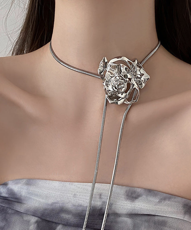 Fine Silk Stainless Steel Alloy Rose Lariat Necklace RA029 ABC