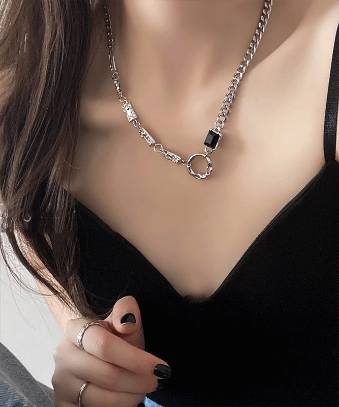 Stainless Zircon Steel Silk Asymmetrical Fine Lariat Necklace FashionChic