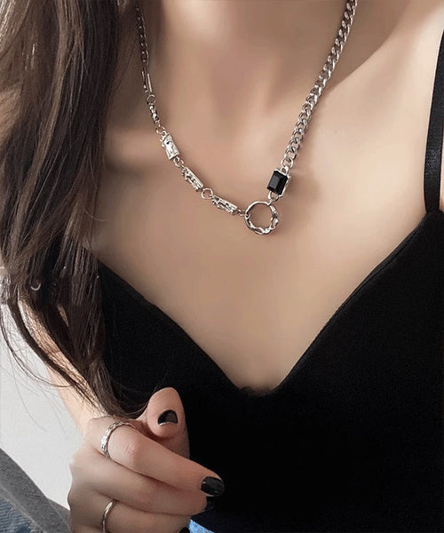 Stainless Zircon Steel Silk Asymmetrical Fine Lariat Necklace FashionChic