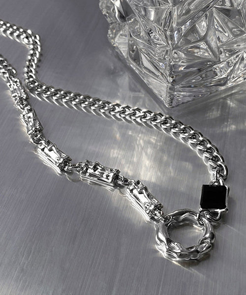 Stainless Zircon Steel Silk Asymmetrical Fine Lariat Necklace FashionChic