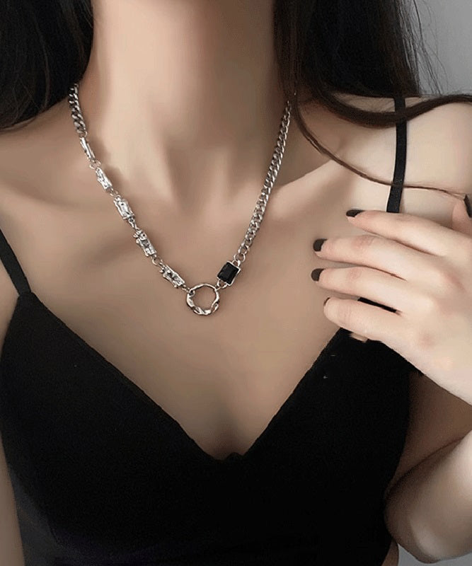Stainless Zircon Steel Silk Asymmetrical Fine Lariat Necklace FashionChic