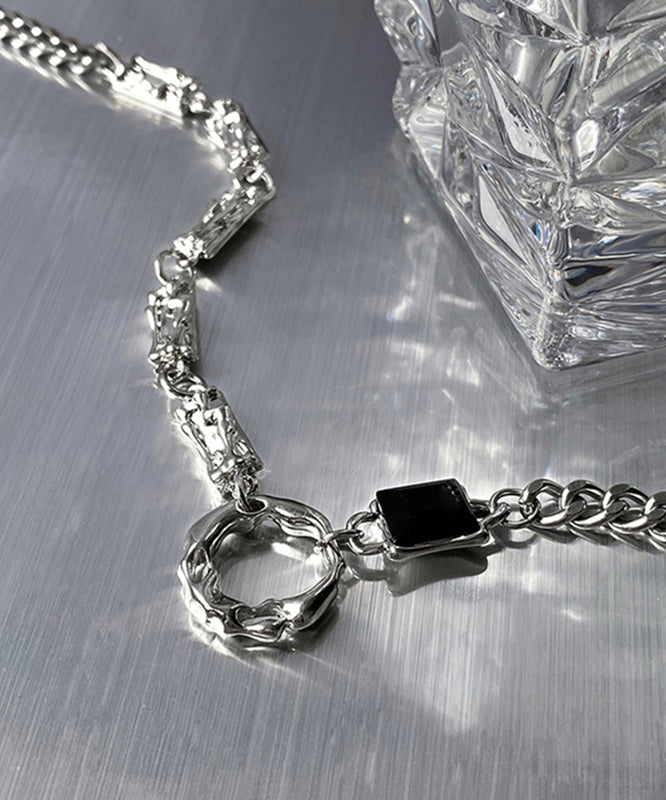 Stainless Zircon Steel Silk Asymmetrical Fine Lariat Necklace FashionChic