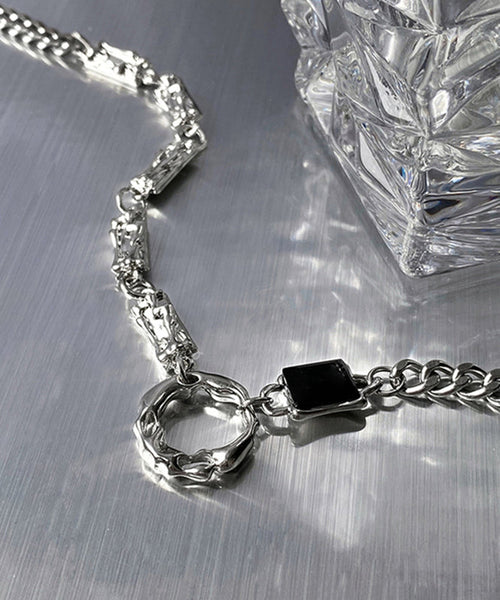 Stainless Zircon Steel Silk Asymmetrical Fine Lariat Necklace FashionChic