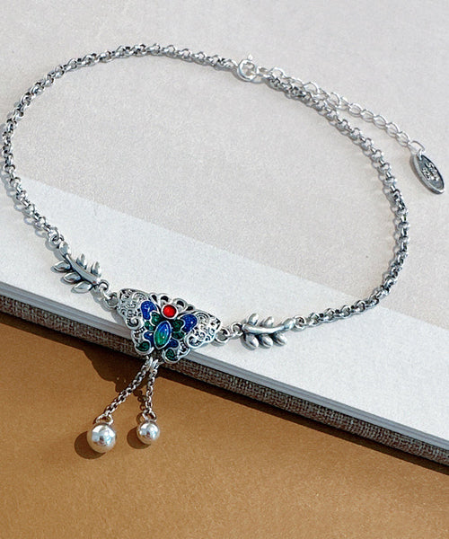 Fine Silk Sterling Silver Butterfly Tassel Anklets AB1088 Genistyle Shop