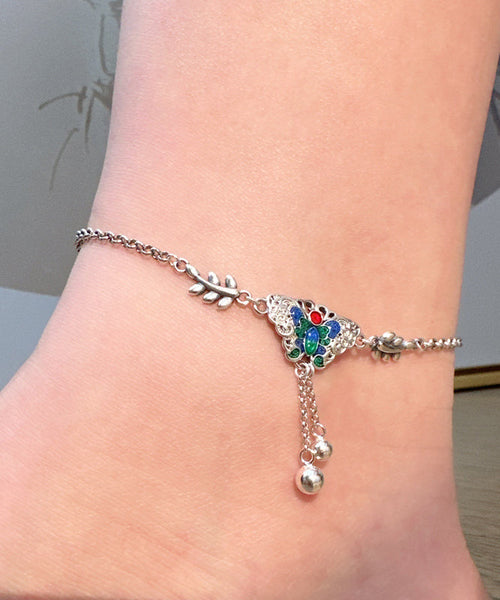Fine Silk Sterling Silver Butterfly Tassel Anklets AB1088 Genistyle Shop