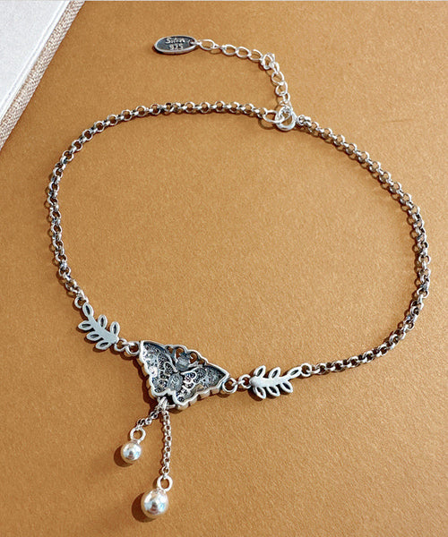 Fine Silk Sterling Silver Butterfly Tassel Anklets AB1088 Genistyle Shop