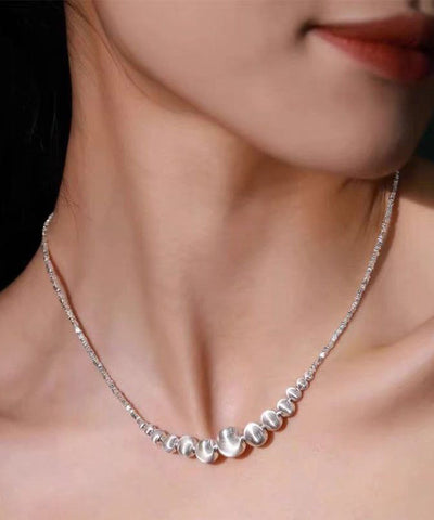 Fine Silk Sterling Silver Cat Eye Stone Broken Silver Gratuated Bead Necklace YA047 ABC