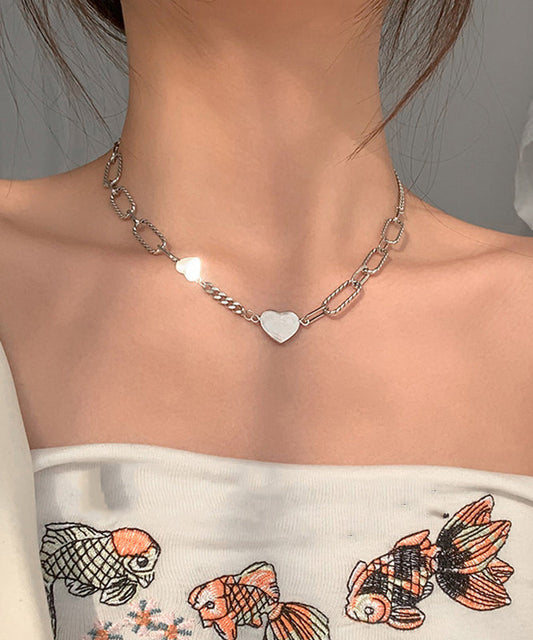 Fine Silk Sterling Silver Chain Love Princess Necklace PO008 JEW-NLC240729