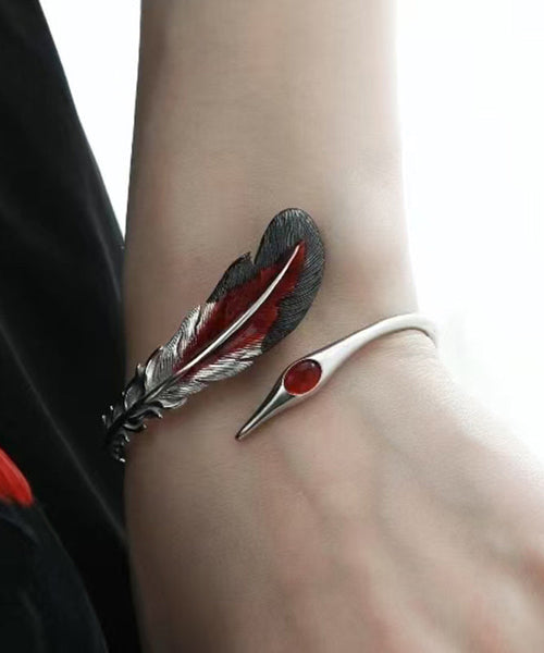 Fine Sterling Silk Silver Cuff Feather FashionChic