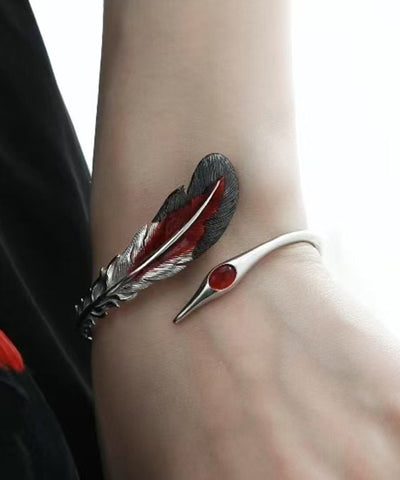 Fine Sterling Silk Silver Cuff Feather FashionChic