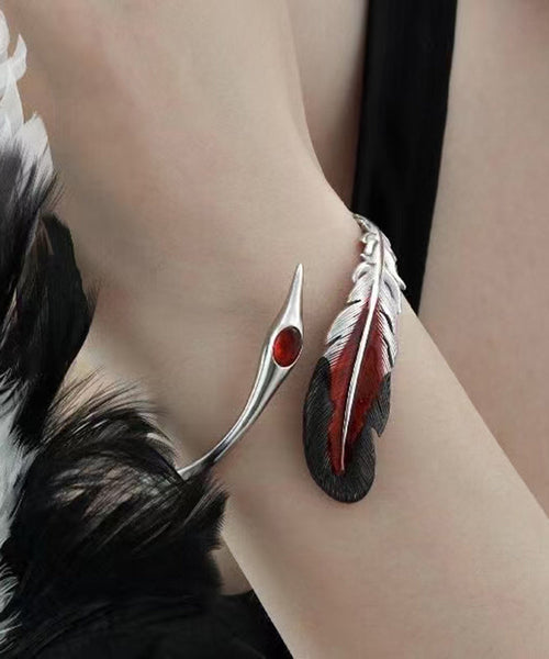 Fine Sterling Silk Silver Cuff Feather FashionChic