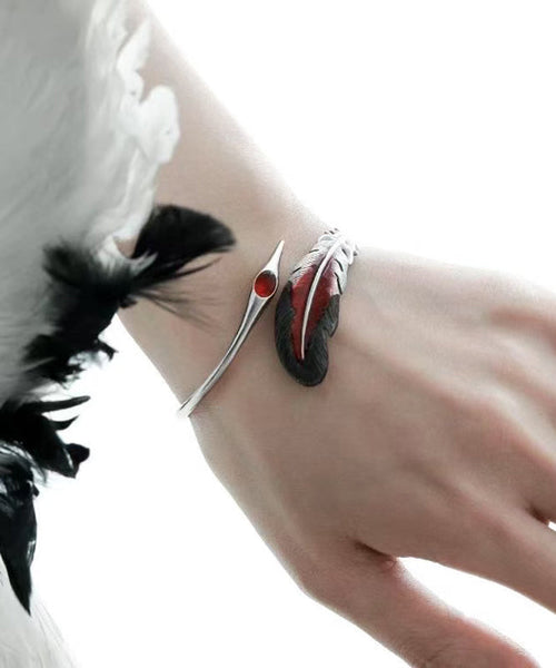 Fine Sterling Silk Silver Cuff Feather FashionChic