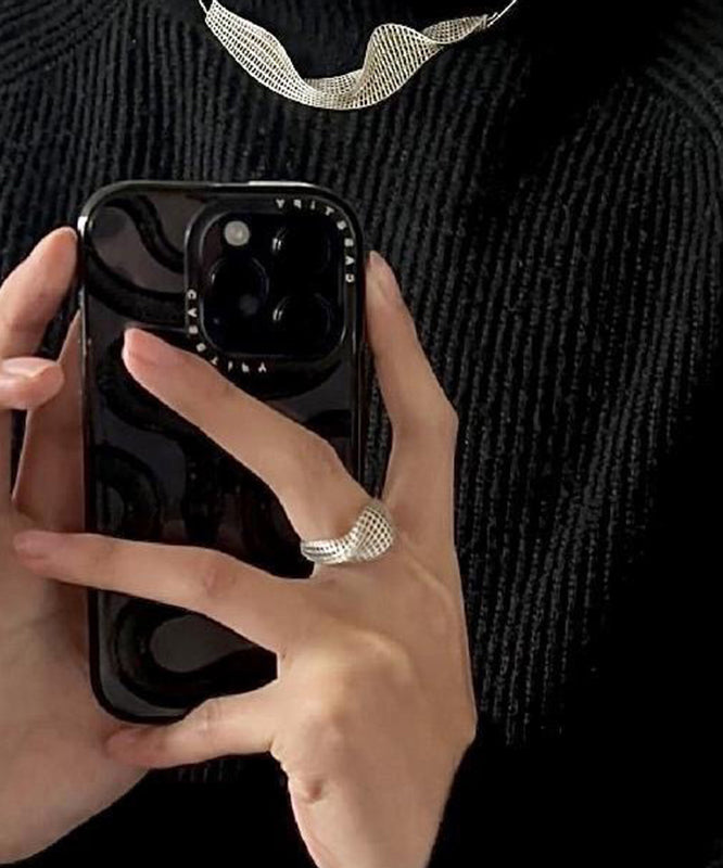 Fine Silk Sterling Silver Hollow Out Rings QJ012 JEW-RIN241021