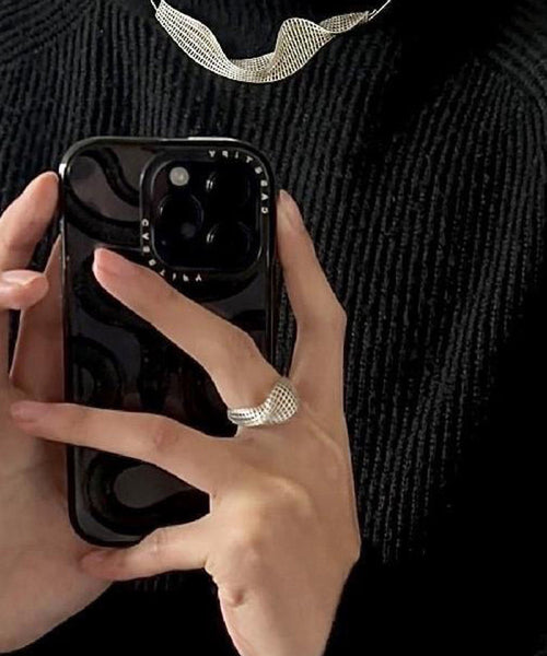 Fine Silk Sterling Silver Hollow Out Rings QJ012 JEW-RIN241021