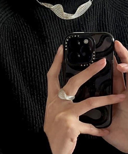 Fine Silk Sterling Silver Hollow Out Rings QJ012 JEW-RIN241021