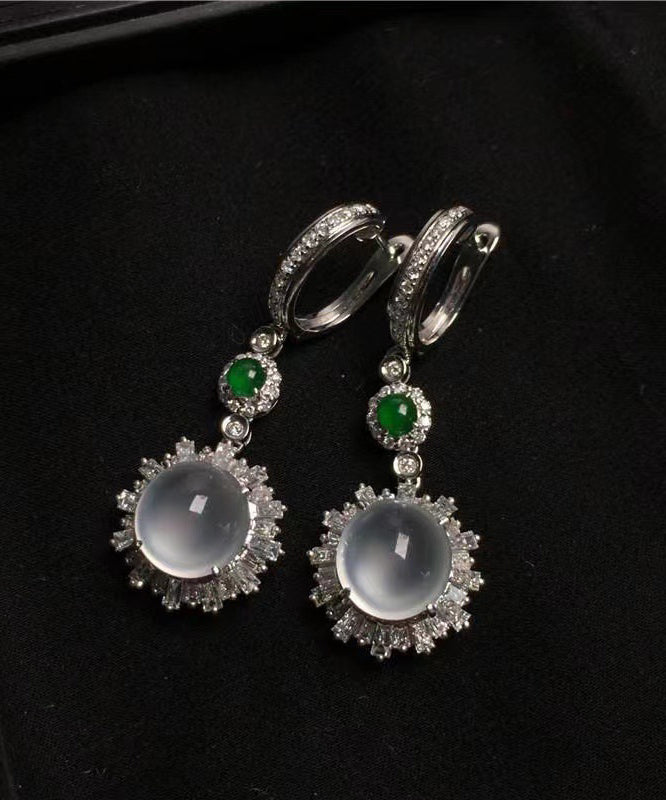 Fine Silk Sterling Silver Jade Glass Drop Earrings AC1080 Genistyle Shop