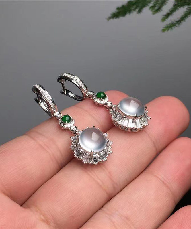 Fine Silk Sterling Silver Jade Glass Drop Earrings AC1080 Genistyle Shop