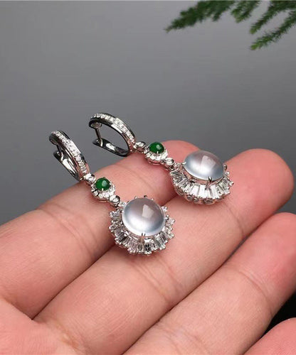 Fine Silk Sterling Silver Jade Glass Drop Earrings AC1080 Genistyle Shop