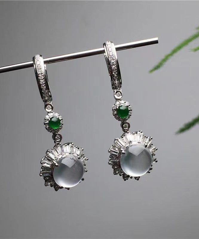 Fine Silk Sterling Silver Jade Glass Drop Earrings AC1080 Genistyle Shop