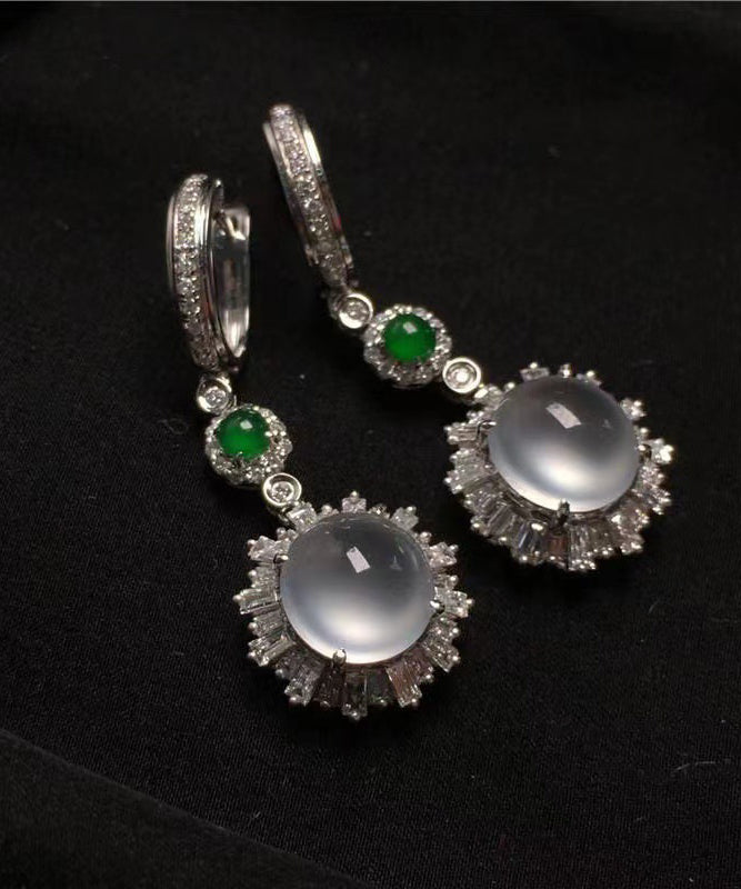 Fine Silk Sterling Silver Jade Glass Drop Earrings AC1080 Genistyle Shop