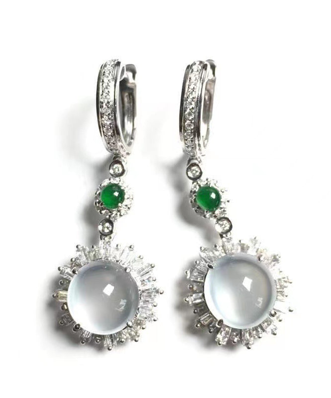 Fine Silk Sterling Silver Jade Glass Drop Earrings AC1080 Genistyle Shop